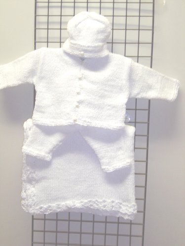 Click here to buy Cpk1bk, Knitted on Hand Knitting Machine Finished By Hand Crochet All White Chenille Infant Girls....