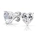 Bling Jewelry Classic Sterling Silver CZ Heart Stud Earrings 0.5ct 1ct 1.5ct 2ct 3ct