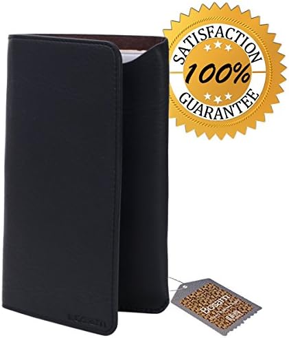 Iphone 6 6s plus pu leather wallet case for men fit for samsung galaxy S6/S7 any smartphones are 5.5" from Bosam (Black)