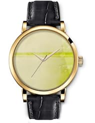 SPRAWL Aanalog Fashion Series Gold Ladies Watches of Genuine Black Leather Strap,Unique Wrist Watch for Women Girls Designed with Green bar and bamboo