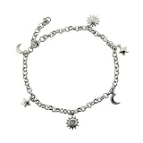 Eve's Addiction Sun, Moon, and Stars Anklet in Sterling Silver
