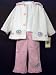 Good Lad Fall/Winter New Infant Baby Girls 3 Pc. Fleece Flowered Applique White Hooded Jacket Pink Corduroy Pant Set