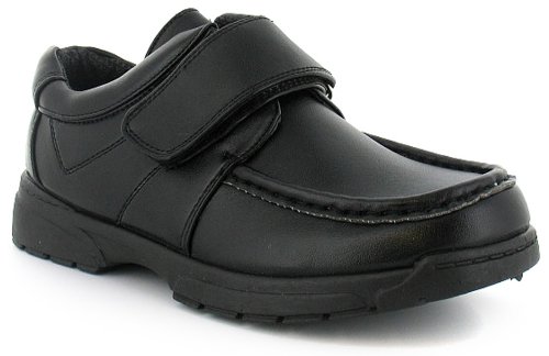 Boys Black Single Velcro School Shoes - Black