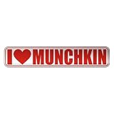 I LOVE MUNCHKIN BAR CODE STREET SIGN
