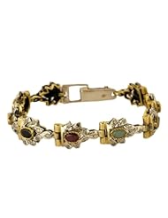 Silver Gemstone Blue Sapphire Ruby Emerald And Cz Gold Plated Bracelet Jewelry