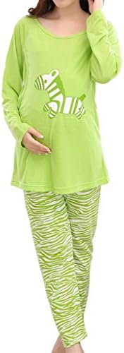 VENTELAN Cute Zebra Printed Pregnancy Maternity Striped Pajama Set Nightclothes