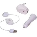 3in1 Zubeh�r Set f�r iPod und iPhone (KFZ Ladekabel, Datenkabel, USB Netzteil) weiss