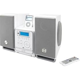 iLive iHM8816DT Home Music System with DVD/CD, Digital AM/FM Stereo Radio, Weatherband, Remote Control, and Dock for iPod (White)