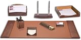 Brown Crocodile Embossed Genuine Top-grain Leather 8-piece Desk Accessory Set Brown Crocodile Embossed Genuine Top-grain Leather 8-piece Desk Accessory Set