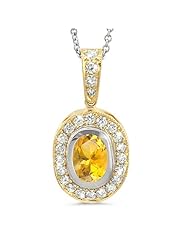 Vintage Oval Shaped Diamond Pendant With An Oval Center Stone In 18K Yellow Gold With A 1.00 ct. Genuine Yellow Sapphire Center Stone.