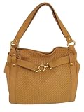 Liz Claiborne Seaport Woven Leather Shopper in Palomino