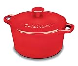 Cuisinart Chef's Classic Enamel Cast Iron 3-Quart Round Covered Casserole, Red