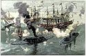 Art Poster Print - Battle of Mobile Bay - Artist: Davidson - Poster Size: 18 X 14 inches