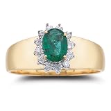 14k Yellow Gold Emerald and Diamond Ring (1/10 cttw, I-J Color, I3 Clarity), Size 7
