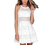 Sexy A-line Plaid Print Polyester Scoop Neck Flared-Skirt Summer Empire   Waistline Cutout Sleeveless  Dress
