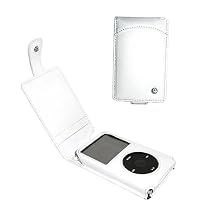 Noreve Tradition WHITE leather case for iPod Video 30GB with removable belt clip and snap closure