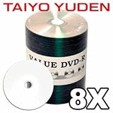 JVC/Taiyo Yuden White Inkjet (Hub Printable ) 16x DVD-R Media 100 Pack in Tape Wrap - ValueLine