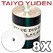 Taiyo Yuden White Inkjet Hub Printable 8X DVD-R Media (Value Line) 100 Pack in Tape Wrap