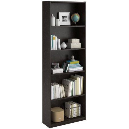 Decorative 5-Shelf Bookcase for Small/Kids Room, With 3 Adjustable Shelves (Espresso)