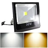 高輝度 LED投光器 30W LED作業灯 看板照明 薄型 昼白色・電球色 広角 IP66防水防塵 省エネ長寿命 看板灯 集魚灯 作業灯 (30w電球色)