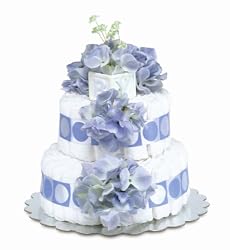 Bloomers Baby Diaper Cake Classic Blue Hydrangea 2-Tier