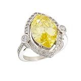 Sterling Silver Fancy  Marquis Cut Canary Cubic Zirconia Ring by Crislu