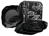 Rosanna Dinner Party, Set Of Four Black Dinner Plates In Gift Box