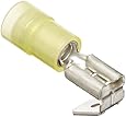 Morris Products 12026 Piggy Back Disconnect, Double Crimp, Nylon Insulated, Yellow, 12-10 Wire Size, 0.032"X0.250" NEMA Tab  (Pack of 100)
