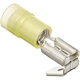 Morris Products 12026 Piggy Back Disconnect, Double Crimp, Nylon Insulated, Yellow, 12-10 Wire Size, 0.032"X0.250" NEMA Tab  (Pack of 100)
