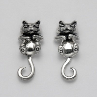 Cat with Movable Head Earrings