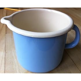 Blue Enamel Cooking Mug Jug With Pouring Lip, 12cm, 0.9L