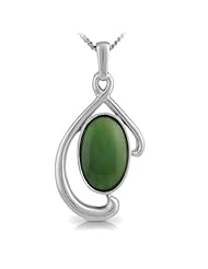 Silver Pendant with Green Jade 37mm