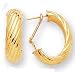 14k Yellow Twisted Design Omega-Back Hoop Earrings
