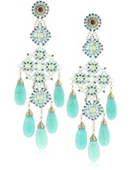 Miguel Ases Prehnite and Green Quartz 5-Stone Chandelier Drop Earrings