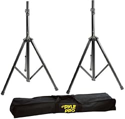 Pyle - Heavy-Duty Aluminum Anodizing Dual Speaker Stand with Traveling Bag Kit