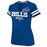 NFL Women's Buffalo Bills Go For Two Short Sleeve Split Crew Neck Tee (Stadium Blue/White, Medium)