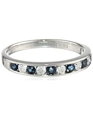 White-Gold Diamond and Sapphire Ring (0.2cttw, G-H Color, I1-I2 Clarity)