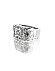 Platinum Striking GentsSquare Pave Diamond Ring. 1 CTW