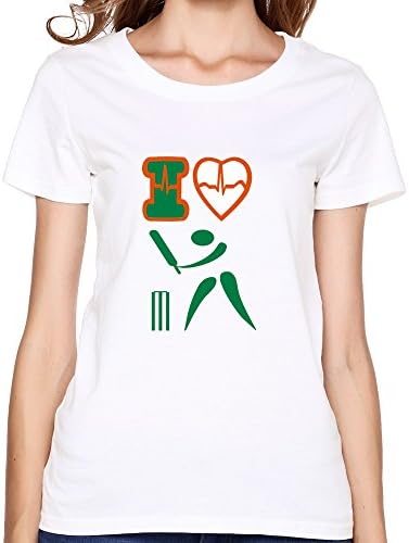 HUASH Organic Cotton Girl Love Cricket T Shirts Size S White