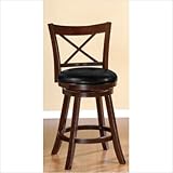 Bobkona Faux Leather Classic Cross Back 24" Swivel Barstool in Brown