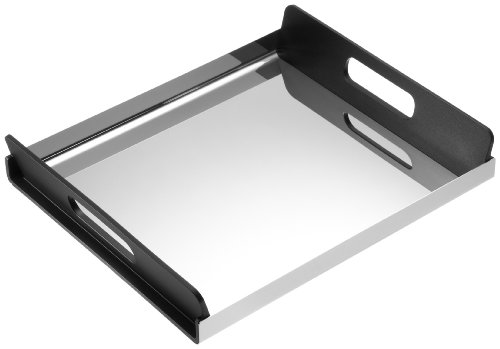 Alessi GIA01/35 Tablett, rechteckig, Edelstahl mit Griffen aus PMMA, schwarz
