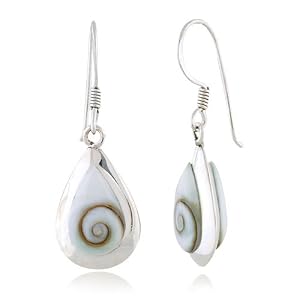 Click to buy Maine Wedding Venues: Sterling Silver Shiva Eye Swirl Shell Inlay Dangle Earrings from Amazon!