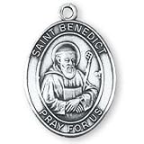 Sterling Silver St Benedict Medal and 24-inch Chain