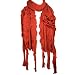 100% Acrylic Fashion Large Flower Ruffle Knitted Tassels Ends Long Scarf - Red