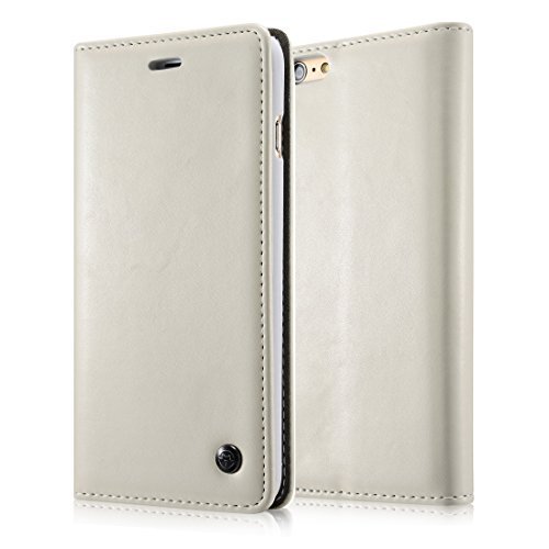 Iphone 6s Plus Case, Luxury Wallet Magnetic Flip Cover Leather Case for Iphone 6s Plus (White)