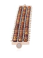 Perlaviva Pulsera Cultured Pearl Triple Row Rosado / Marrón