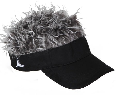 Flair Hair Black Visor With Gray Hair Spiky Fun