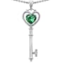 Candygem 14k Gold Key to my Heart Love Key Pendant with Created Emerald and G...