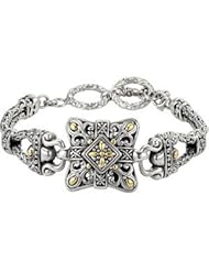 Sterling Silver & 18K Yellow Gold 07.50-08.00 Inch Sterling Silver And 18Ky Adjustable Fashion Bracelet With Toggle Clasp