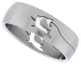 Surgical Steel Dome Band with Sharks Cut-Out